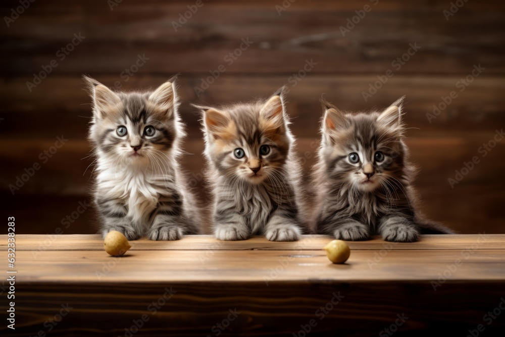 Cute kitten with food