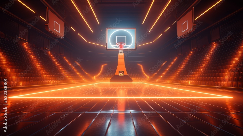 Basketball court with lights