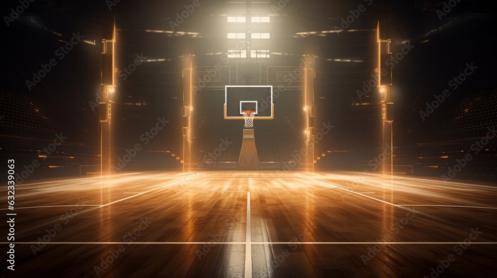 Basketball court with lights