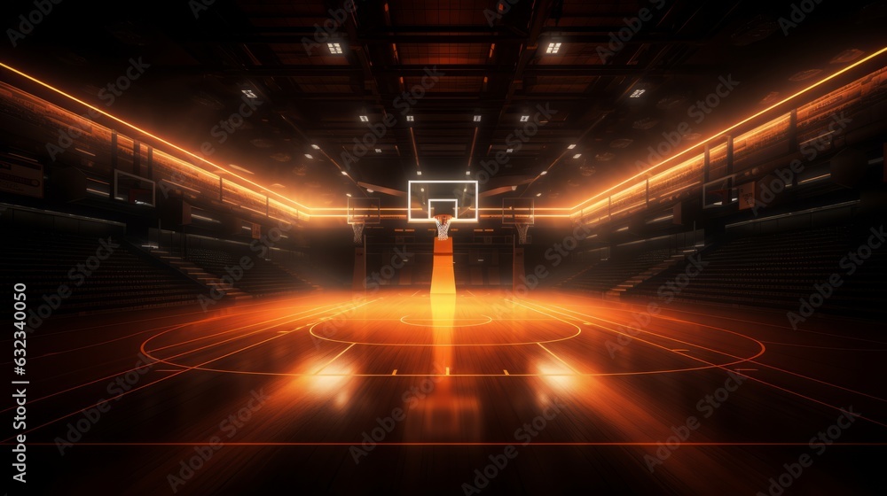 Basketball court with lights