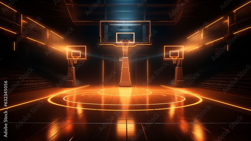 Basketball court with lights