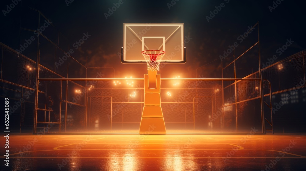 Basketball court with lights