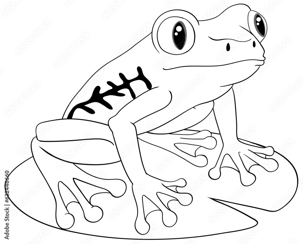 Outline Frog Cartoon Isolated