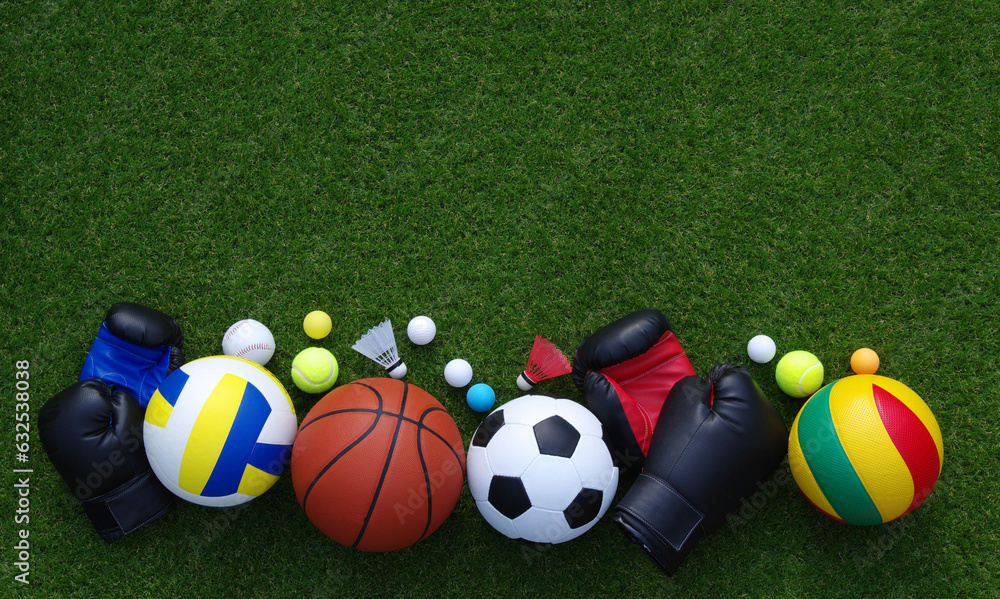 sport equipment on green grass