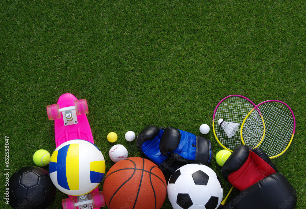 sport equipment on green grass