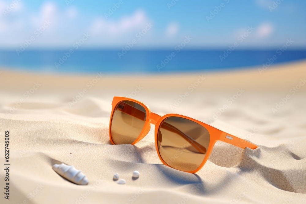 Sunglasses on a sandy island