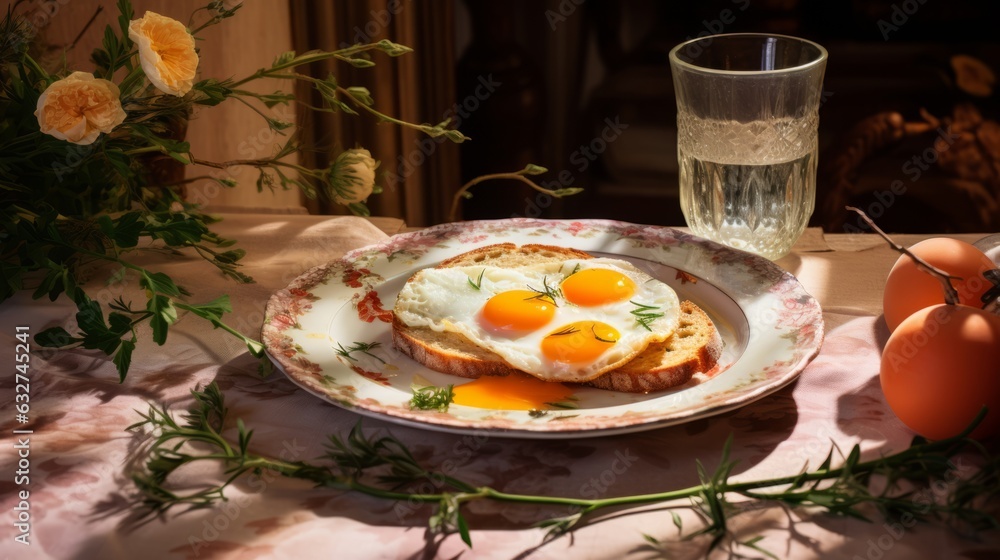 Breakfast with fried eggs