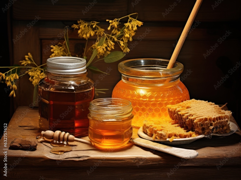 Jar with sweet honey