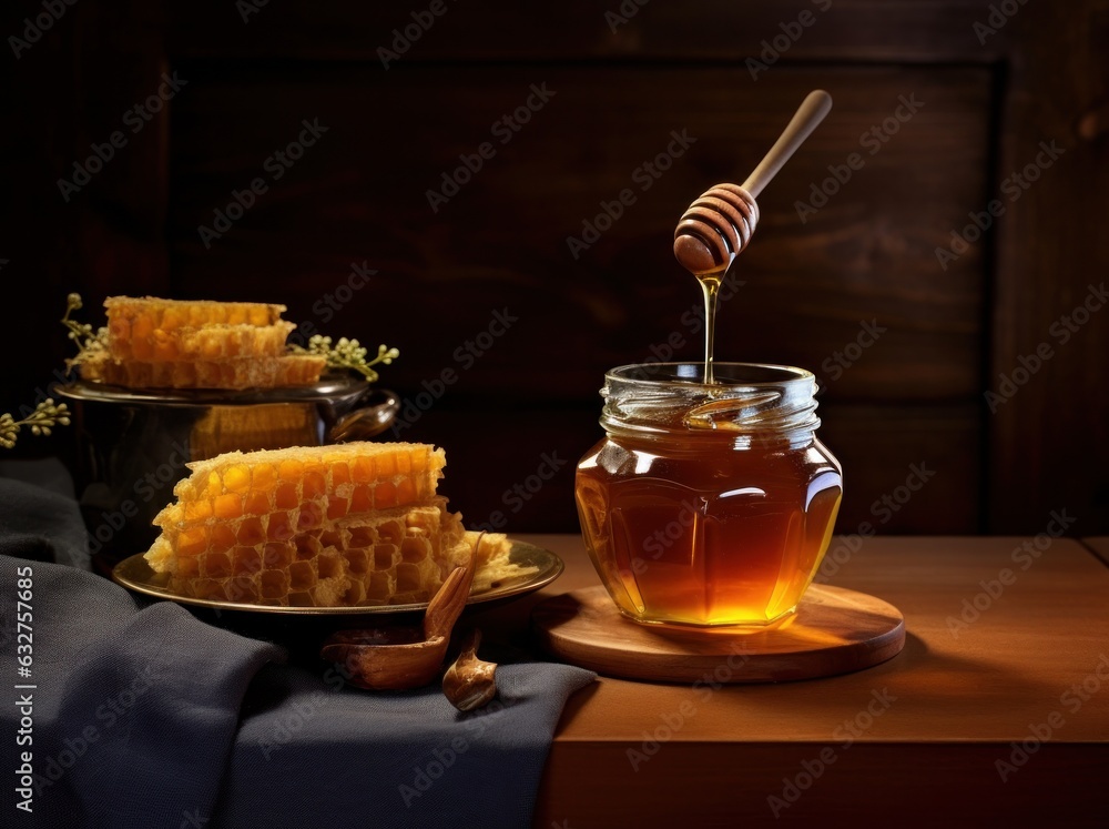 Jar with sweet honey