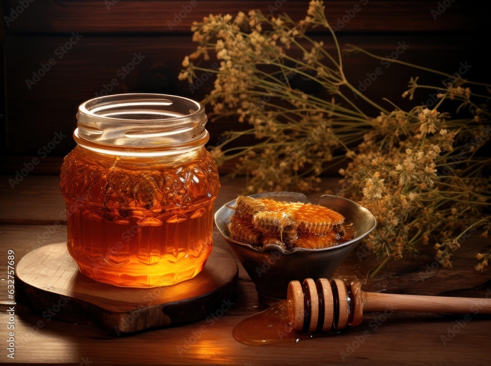 Jar with sweet honey