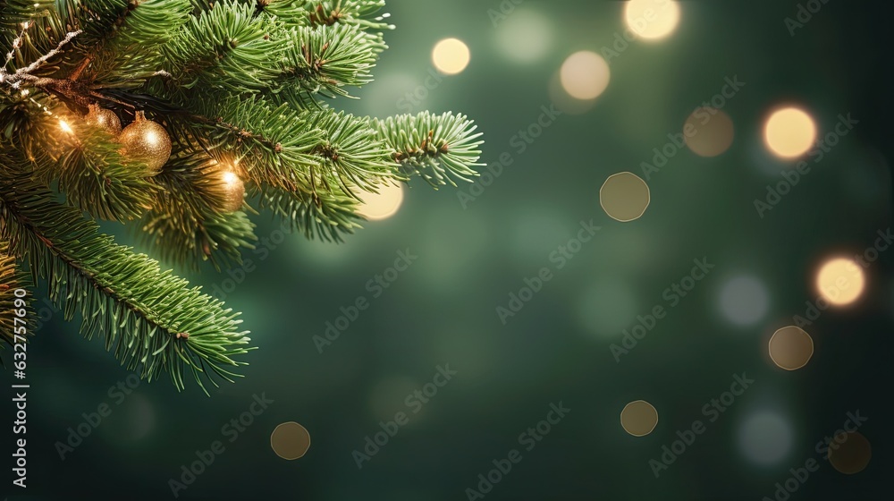 Christmas green background with fir branches