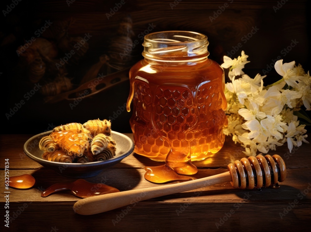 Jar with sweet honey