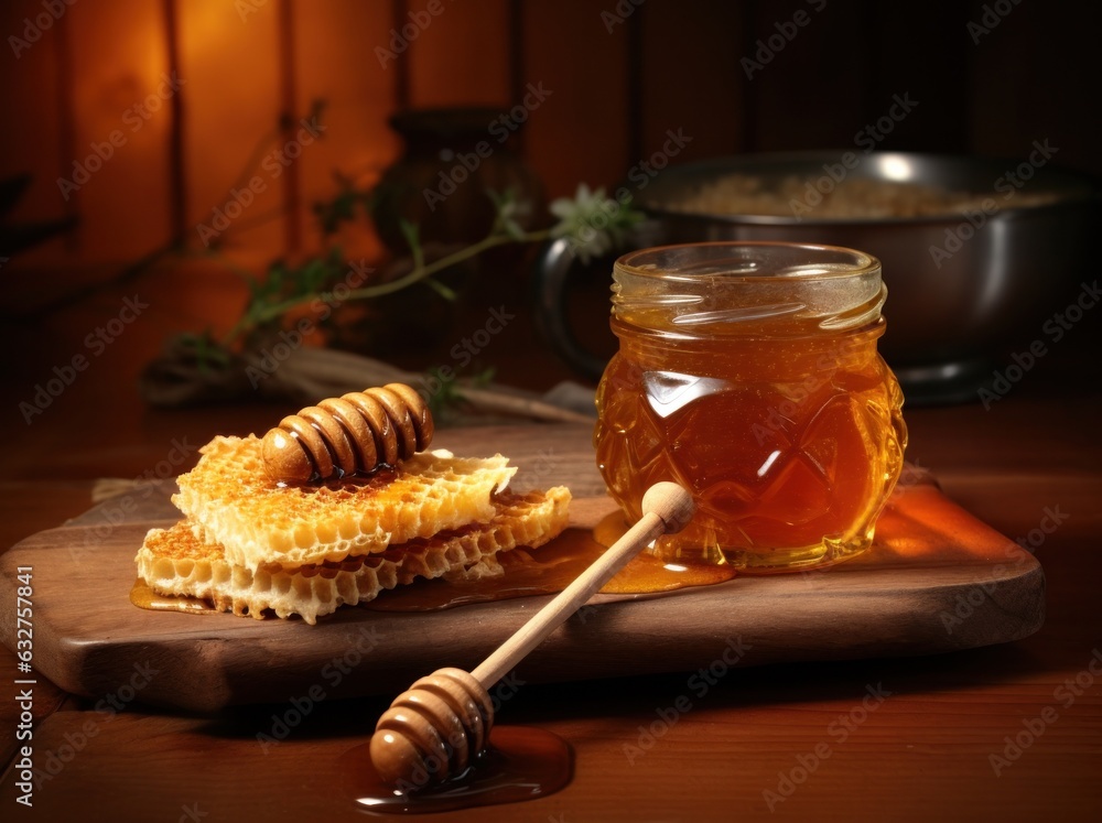 Jar with sweet honey