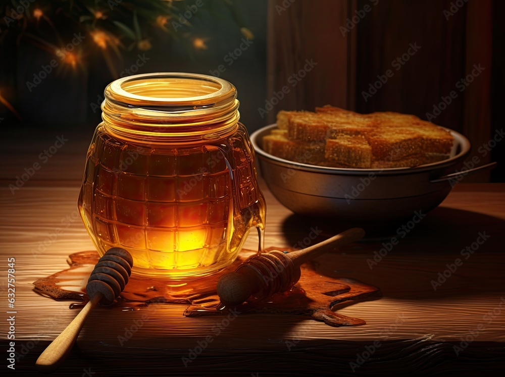 Jar with sweet honey