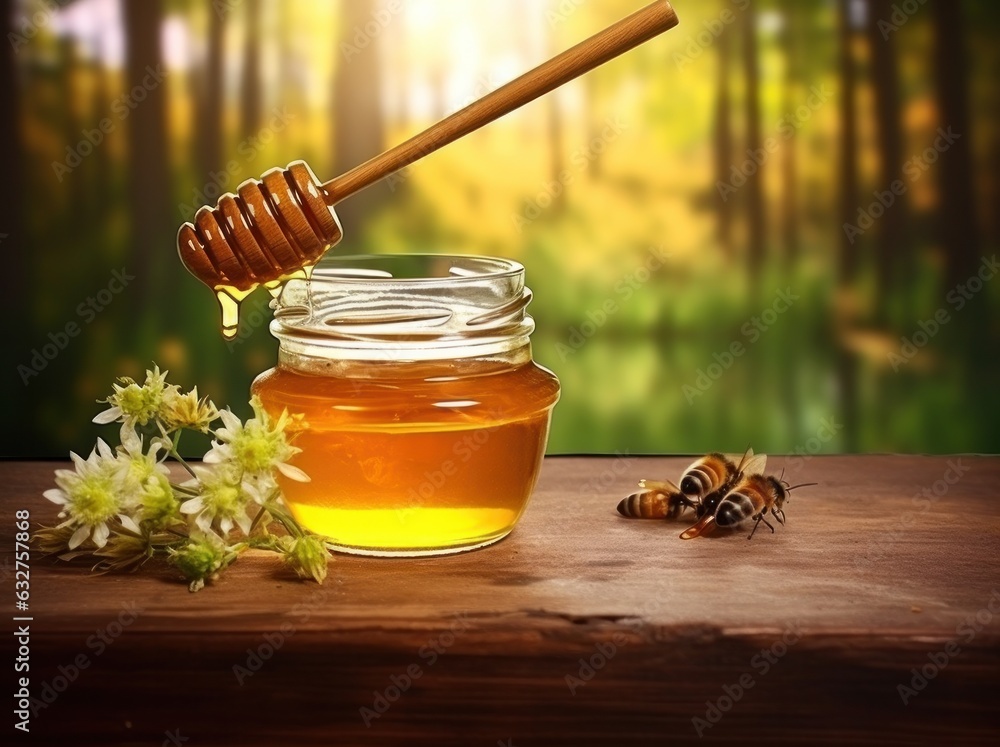 Jar with sweet honey