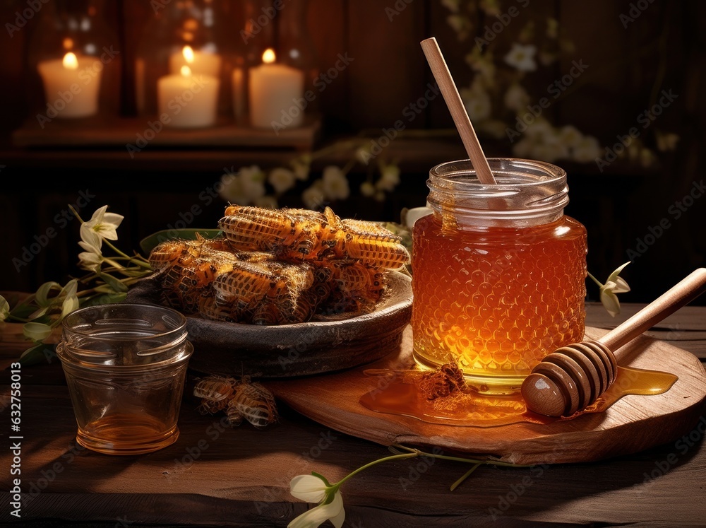 Jar with sweet honey