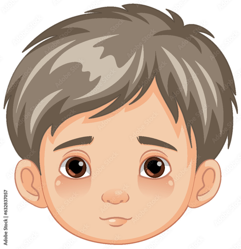 Cartoon Boy with Neutral Expression