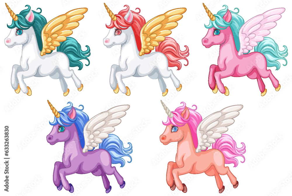 Flying Cute Unicorns with Wings