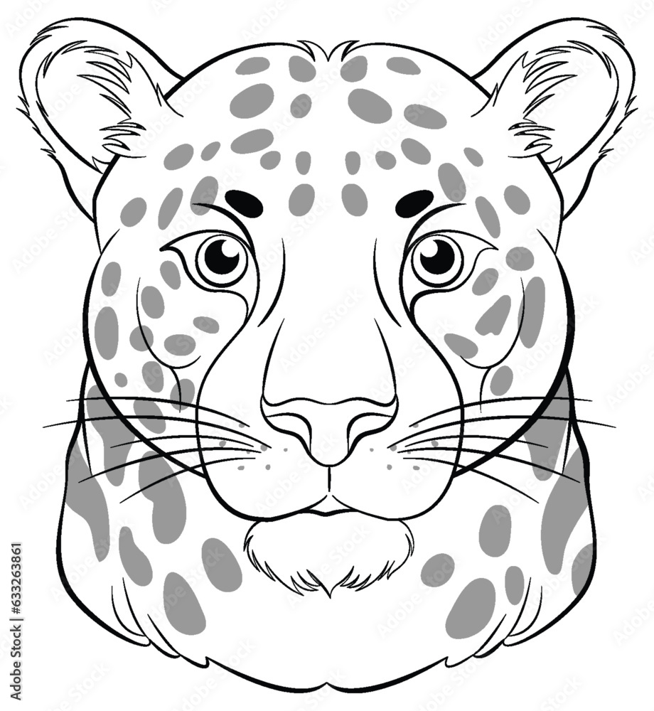 Outline Cartoon of a Tiger Head