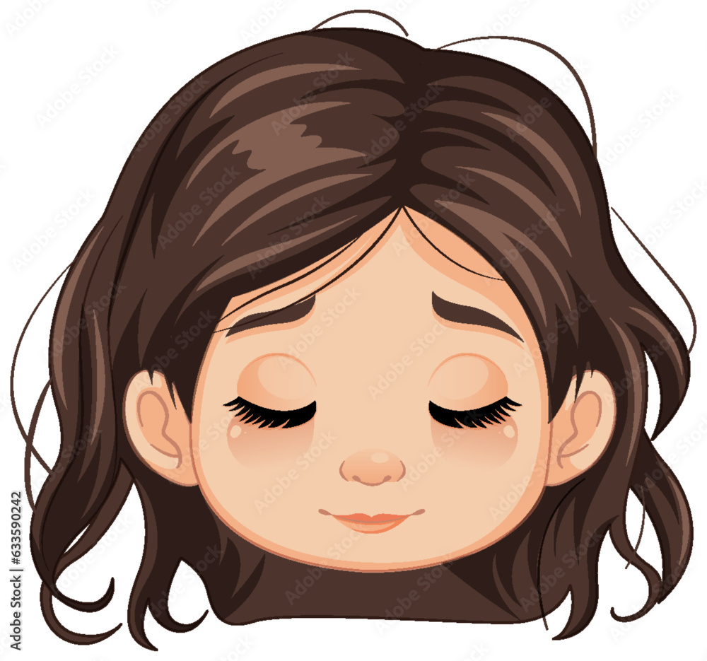 Girl Closing Eyes in Vector Illustration