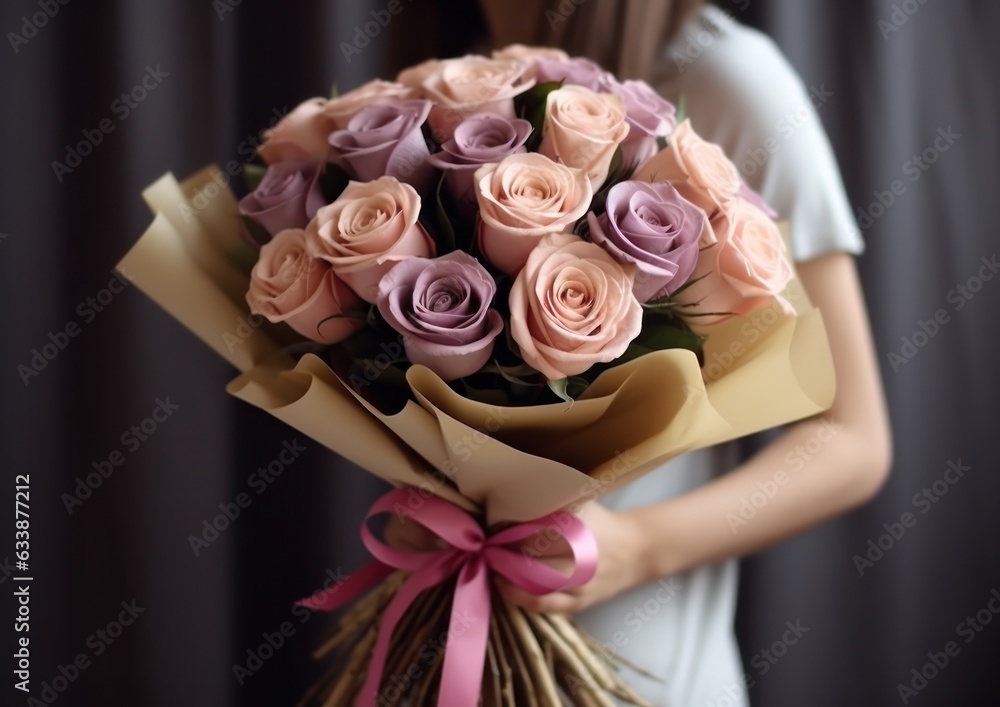 Woman holding flower bouquet