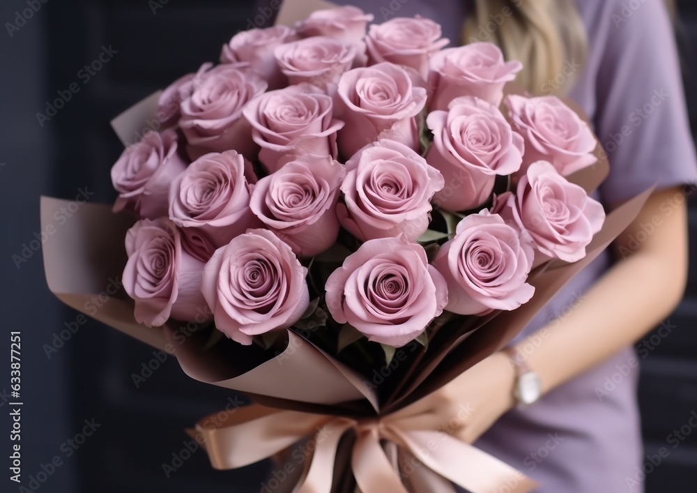 Woman holding flower bouquet