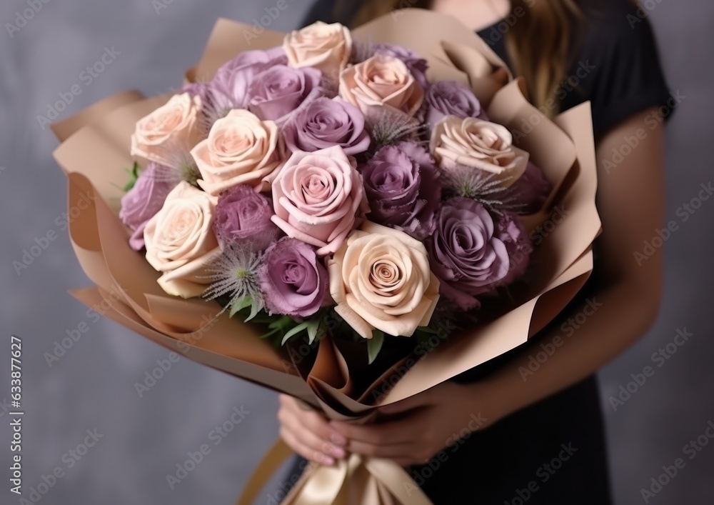 Woman holding flower bouquet