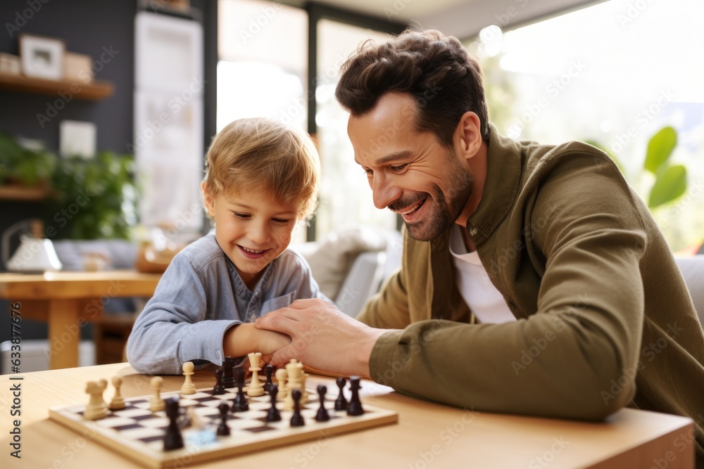 Dad and child playing chess