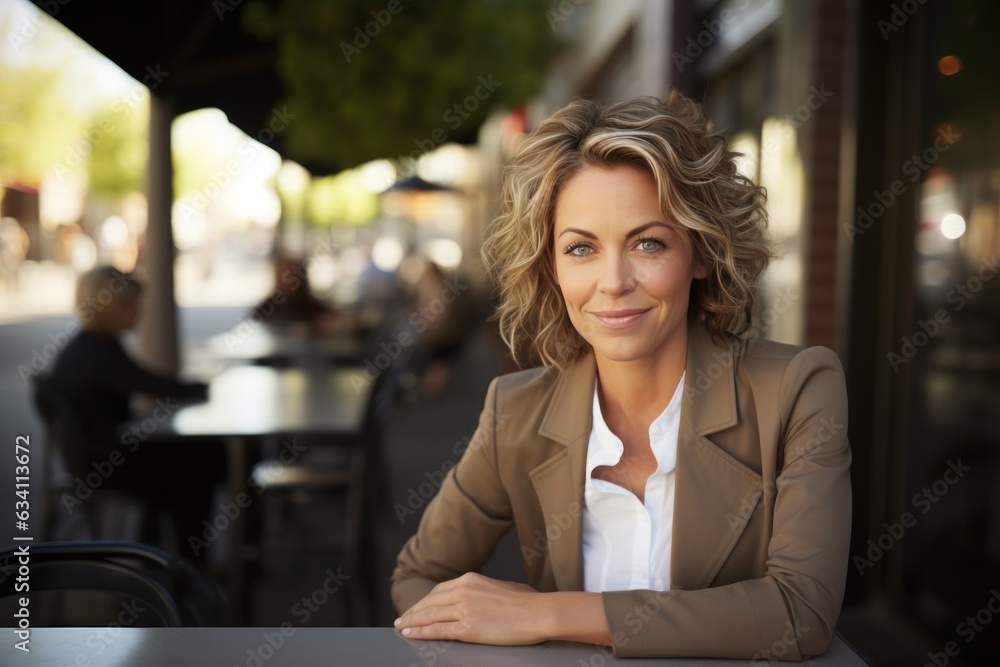 Beautiful business woman in coffee shop