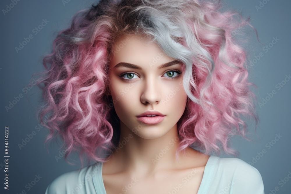 Beautiful girl with pink hairs