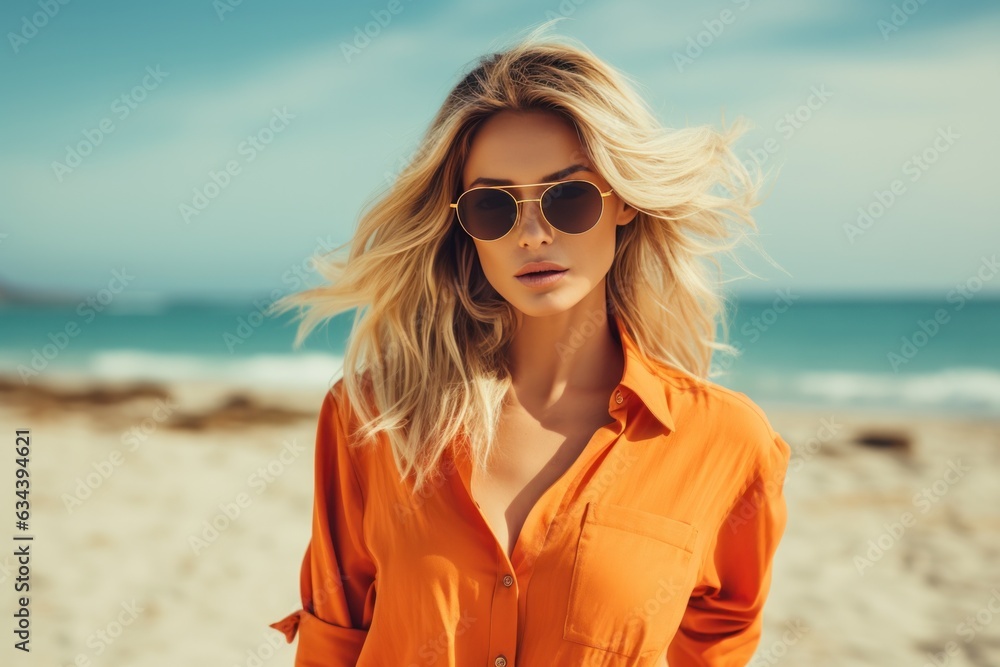 Happy woman on the beach