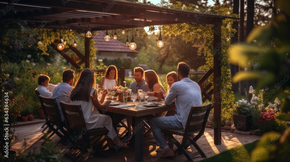 People in picnic in garden