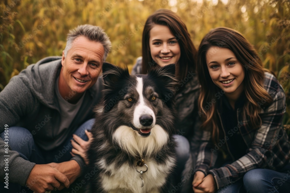 Happy family with dog