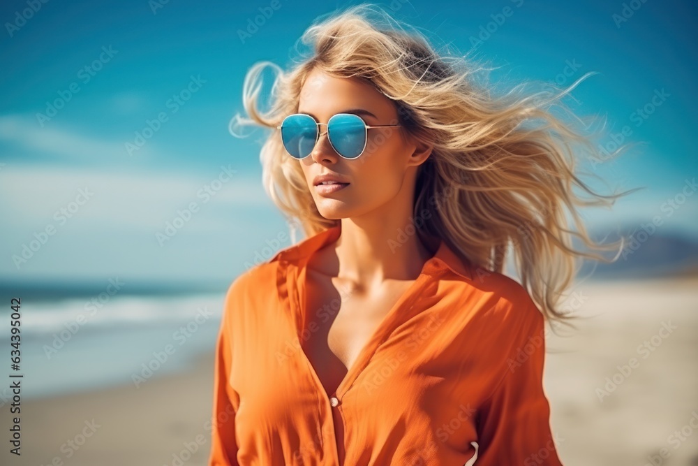 Happy woman on the beach