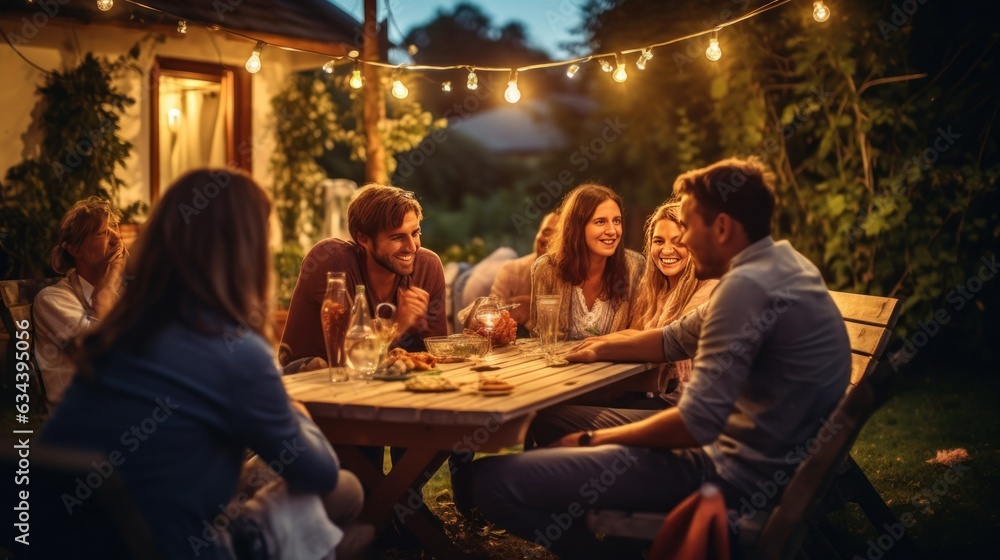 People in picnic in garden