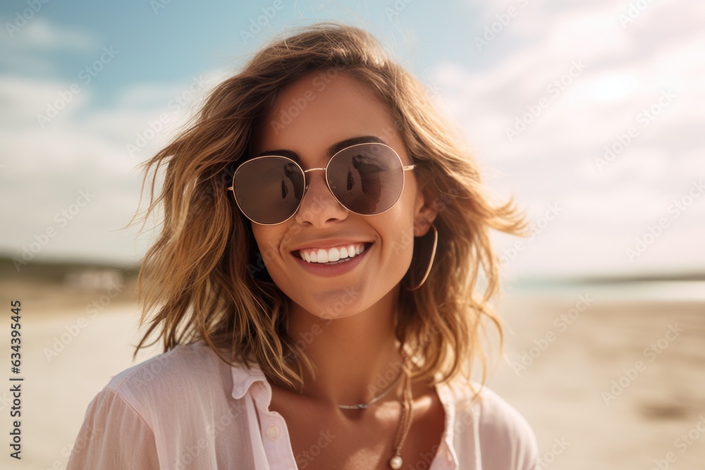 Happy woman on the beach