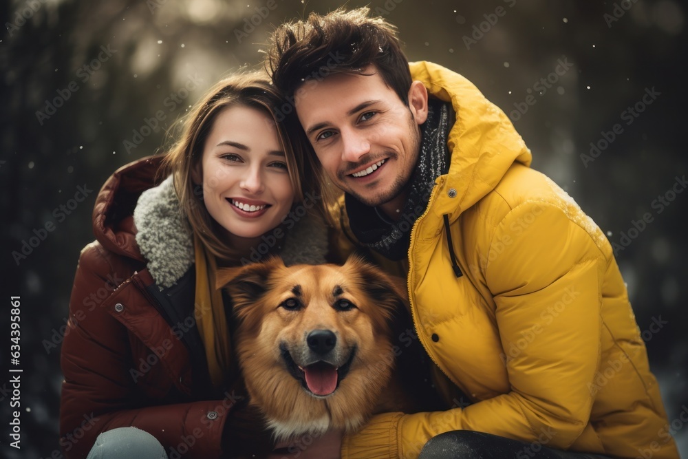 Happy family with dog