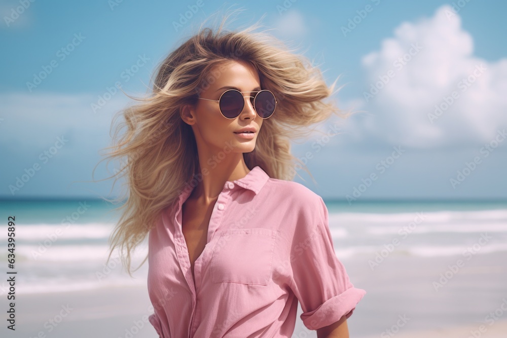 Happy woman on the beach