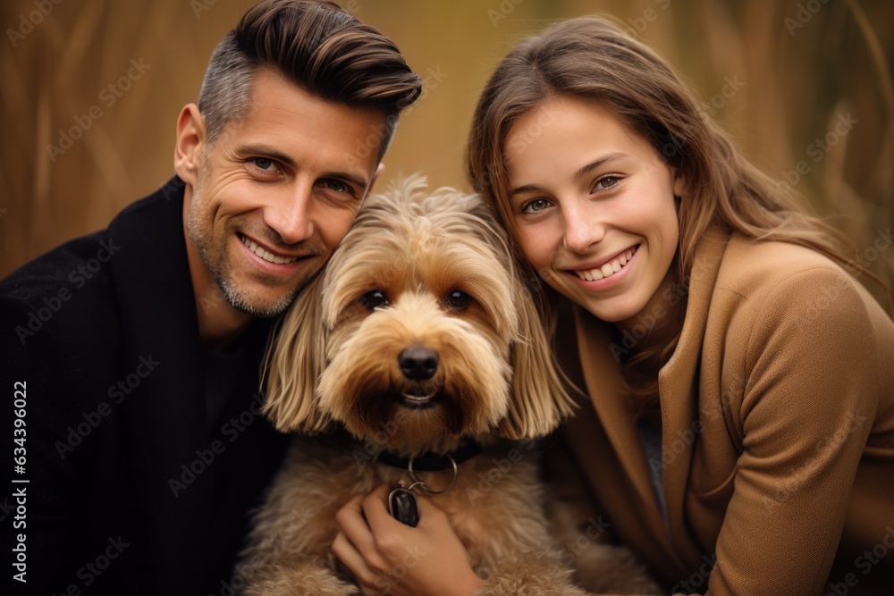 Happy family with dog