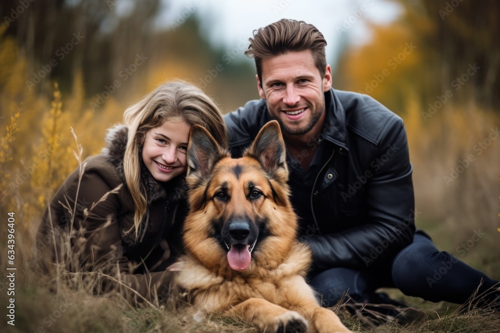 Happy family with dog