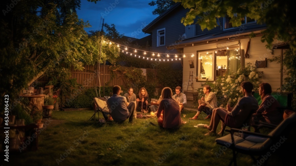 People in picnic in garden