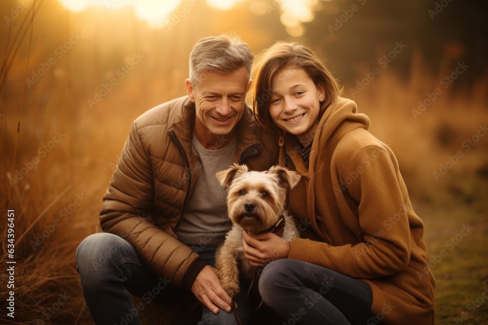 Happy family with dog