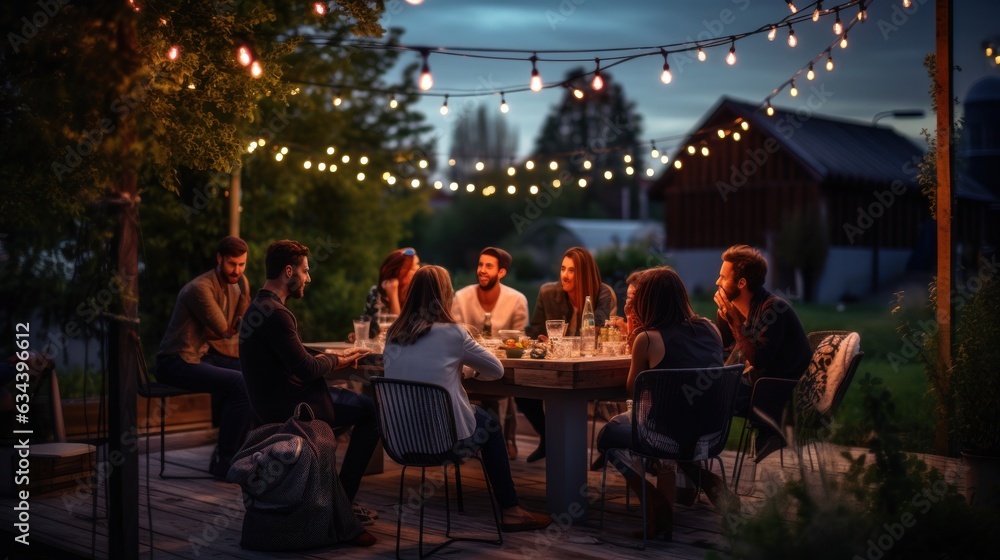 People in picnic in garden