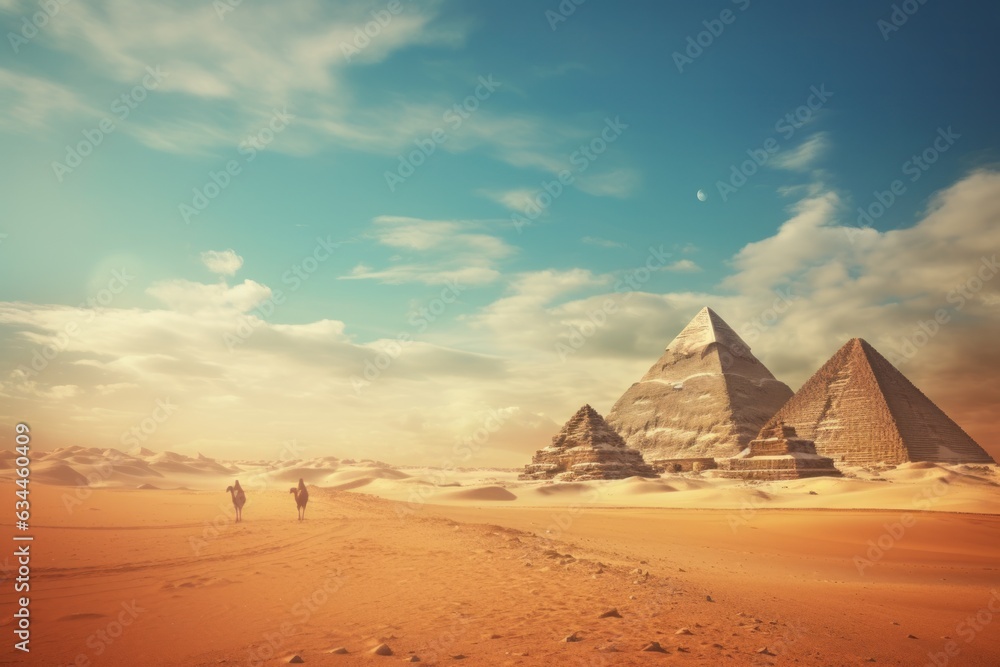 Egyptian pyramids in desert