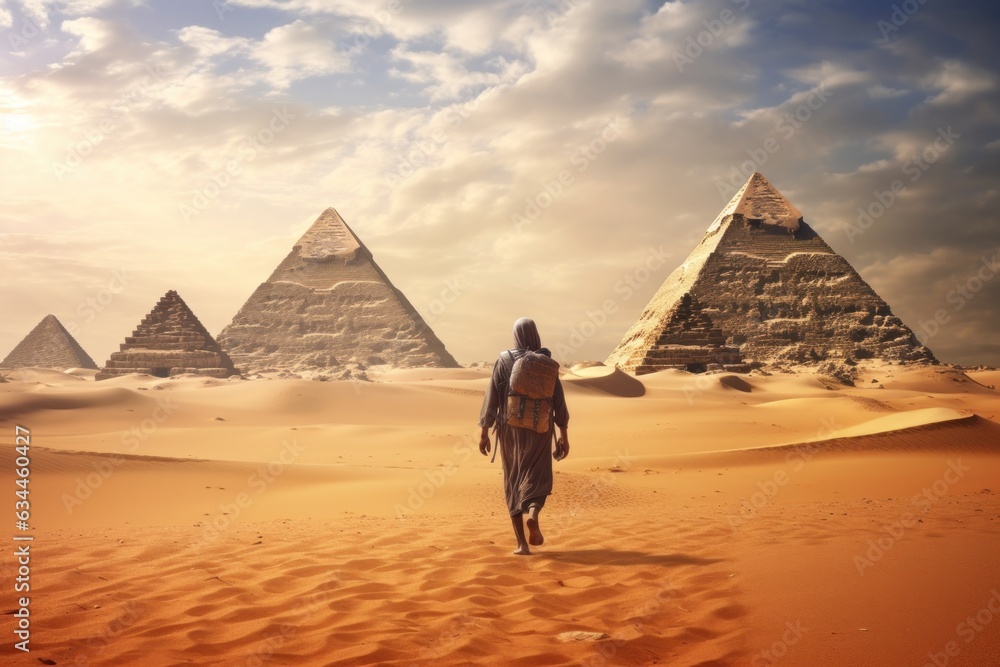 Egyptian pyramids in desert