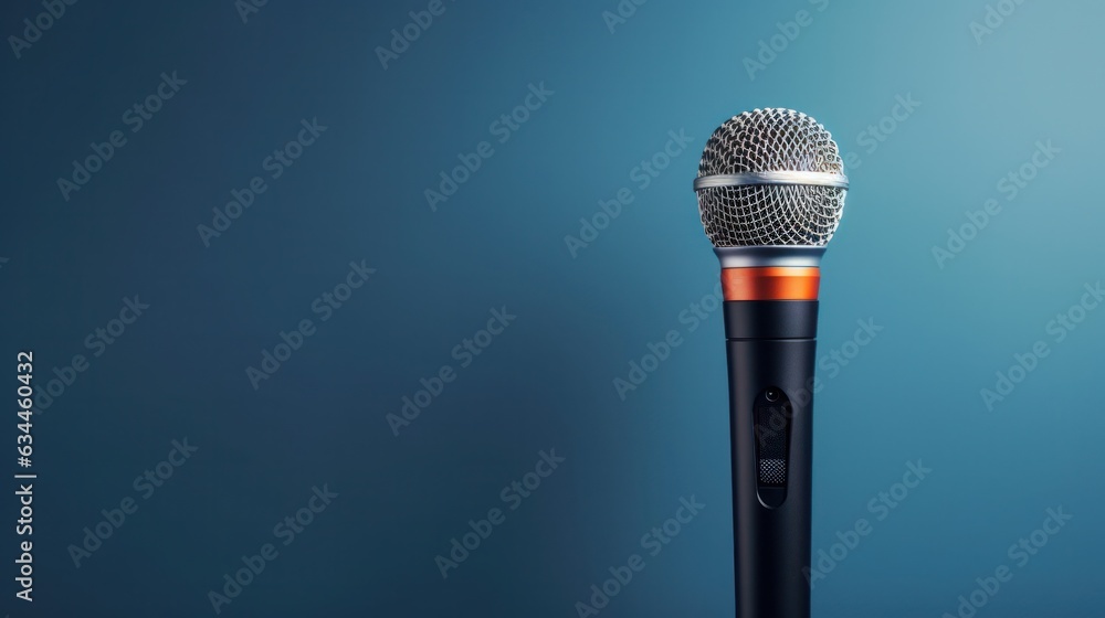 A professional microphone with a minimalist background