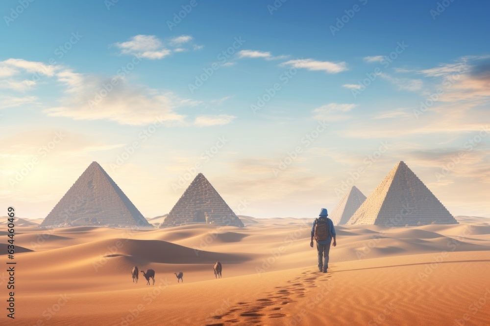 Egyptian pyramids in desert