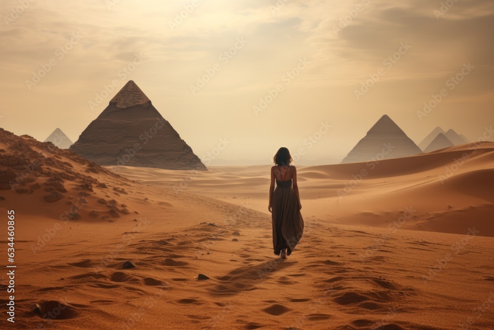 Egyptian pyramids in desert