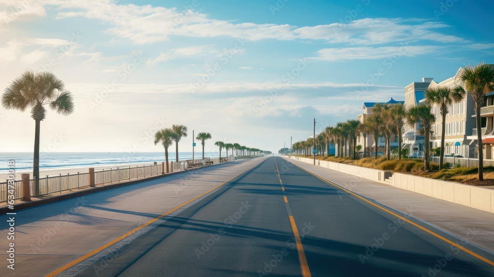 Empty asphalt road beside the sea background, highway beside the sea, outdoors horizontal image, Gen