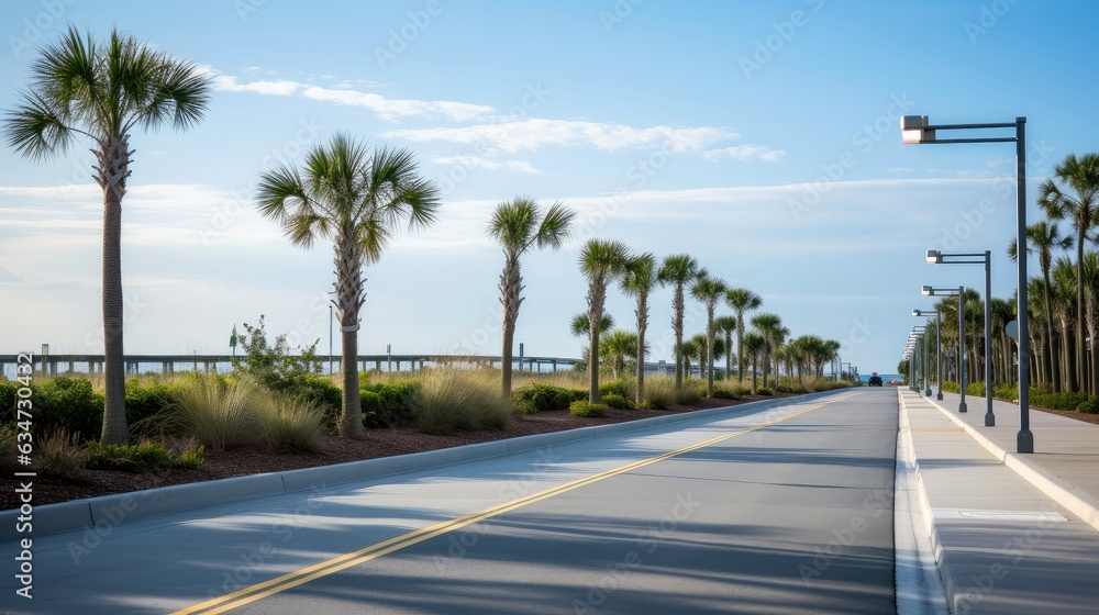 Empty asphalt road beside the sea background, highway beside the sea, outdoors horizontal image, Gen